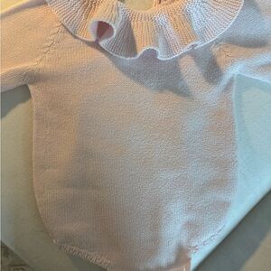 Mi Lucero Pale Pink Ruffled Baby Sweater Onesie 9 Months